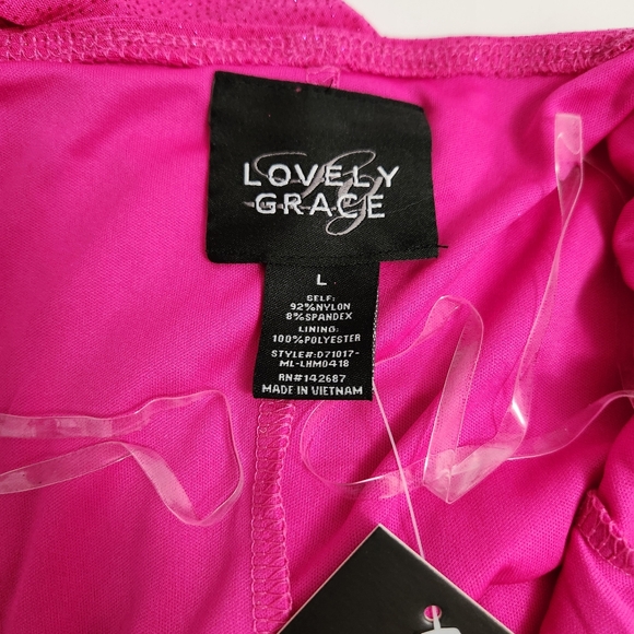 🆕️⬇️Lovely Grace Hot Pink Ruched Glitter Maxi Dress - Picture 15 of 16